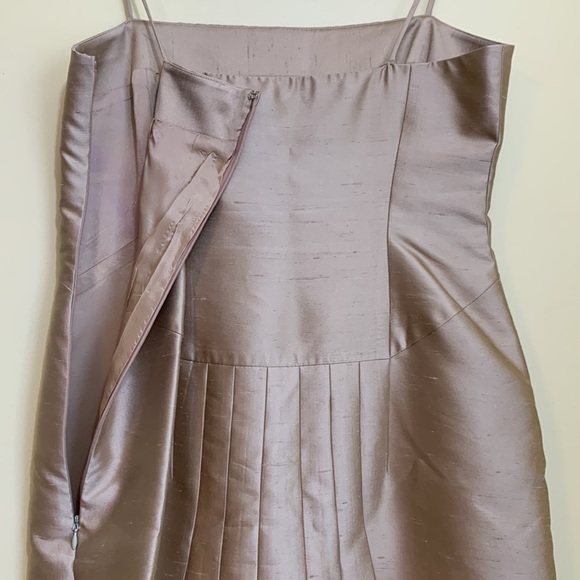 BCBGMaxAzria Cocktail Raw Silk Fully Lined Zip Spaghetti Strap Sheath Dress 10 - Picture 15 of 17